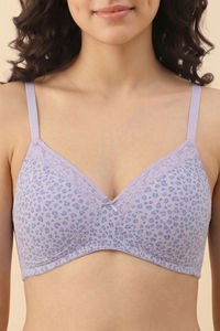 Zivame Padded Non Wired Medium Coverage Tshirt Bra - Slightly Heart Purple — thumbnail 5